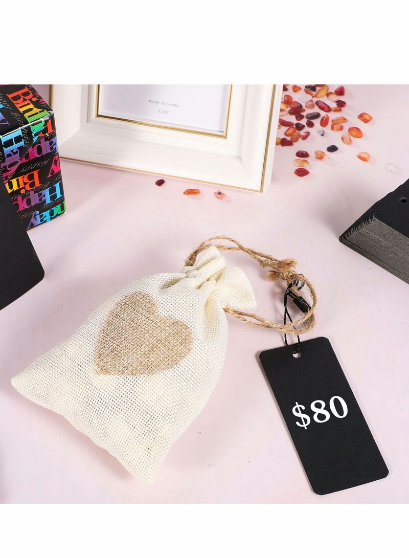 200 Black Hang Tags with String for Gifts and Clothing Easy to Attach Kraft Paper Price Tags - Image 5