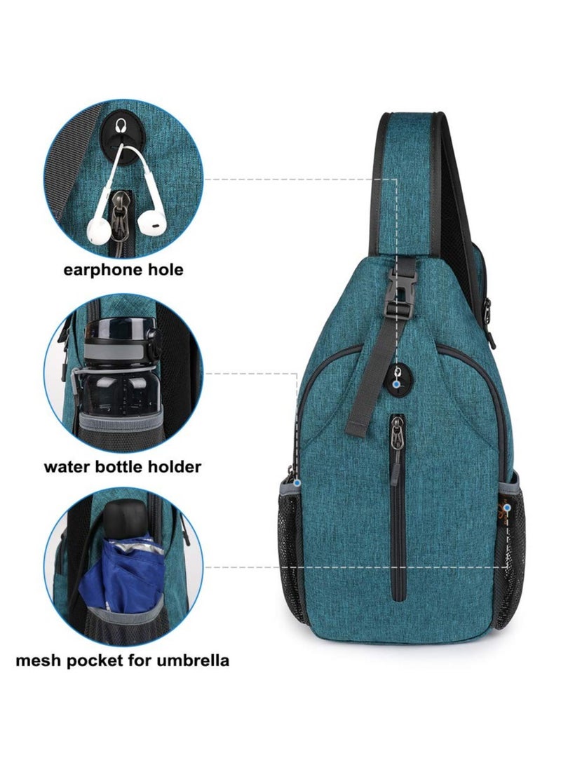 SOLARAE Crossbody Sling Bag Large Capacity Chest Bag Daypack Travel Hiking Shoulder Strap Backpack for Men Women,Green - Image 3