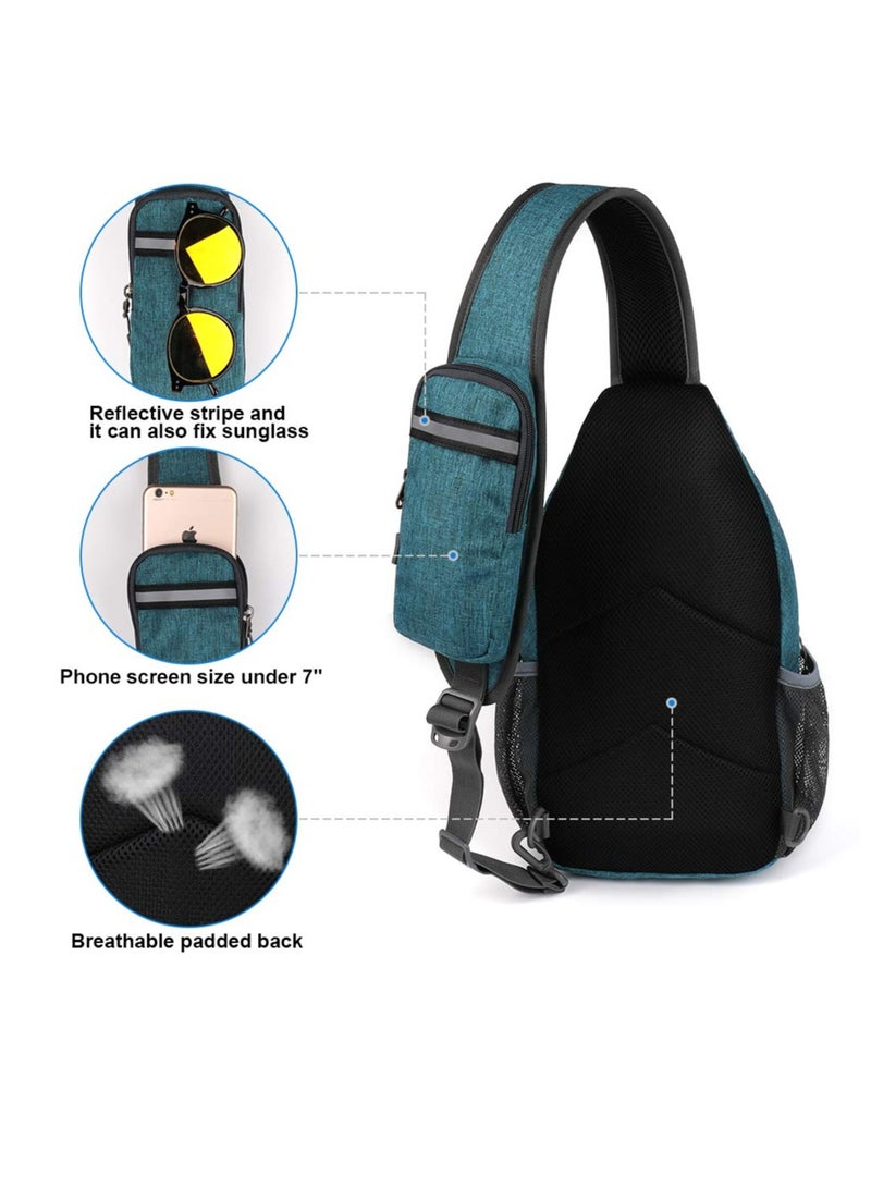 SOLARAE Crossbody Sling Bag Large Capacity Chest Bag Daypack Travel Hiking Shoulder Strap Backpack for Men Women,Green - Image 4