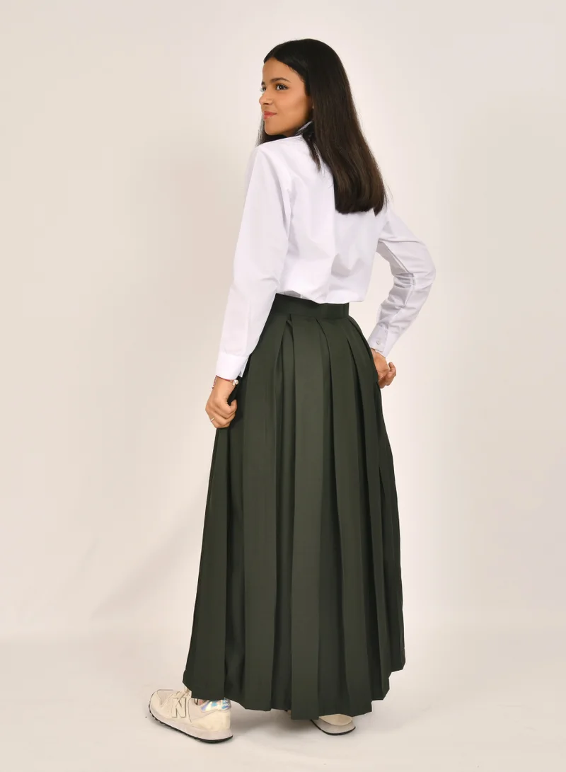 HAWRAA ABAYA Pleated skirt with a wide cut and a clip closure and a side zipper.