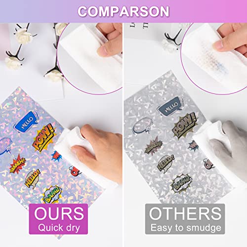 UOKHO 20 Sheets Holographic Sticker Paper for Inkjet & Laser Printer 8.5x11 inch Printable Vinyl Holographic Sticker Paper Self-Adhesive Waterproof -, Diamond, Rainbow, Dots, Transparent - Image 4