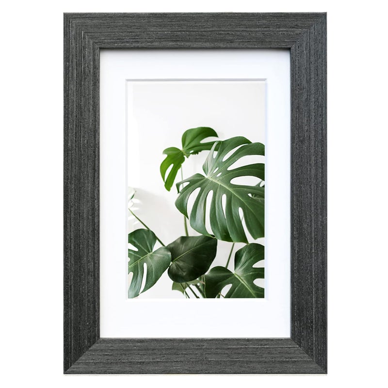 Egofine Egofine 4x6 Picture Frame Made of Solid Wood with Plexiglass  Display Pictures 3.5x5 with Mat or 4x6 Without Mat for Tabletop and Wall Mounting  Rustic Black  - Image 1