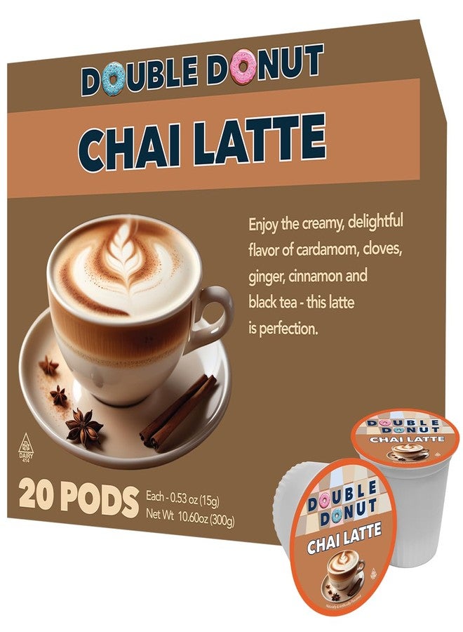 Double Donut Coffee Chai Latte Pods - Spiced & Creamy Chai Tea Latte - Notes of Cinnamon, Cardamom, Cloves & Ginger, Compatible with Keurig Brewers, 20 Count - Image 1