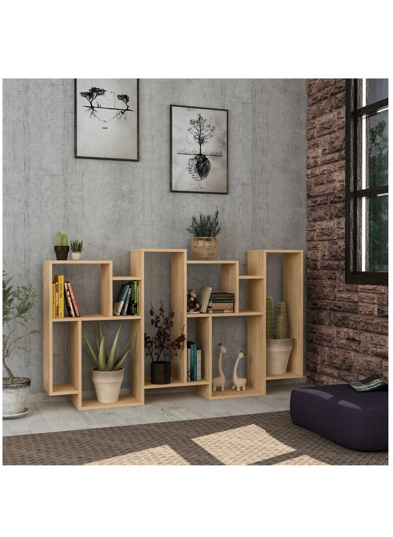 موراه مكتبة موراه هوم كارماتو، خزانة كتب عصرية بستة رفوف، رف كتب متعدد التخزين، خزانة عرض لغرفة النوم، غرفة المعيشة، مثبتة على الأرض - ٢٥.٥ × ١٦٨.٥ × ٩٦ سم - خشب البلوط - Image 2