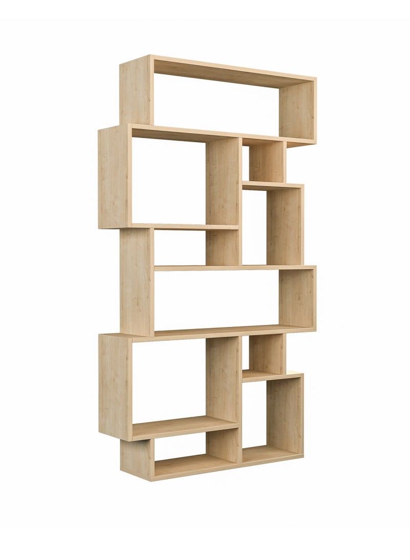موراه مكتبة موراه هوم كارماتو، خزانة كتب عصرية بستة رفوف، رف كتب متعدد التخزين، خزانة عرض لغرفة النوم، غرفة المعيشة، مثبتة على الأرض - ٢٥.٥ × ١٦٨.٥ × ٩٦ سم - خشب البلوط - Image 5