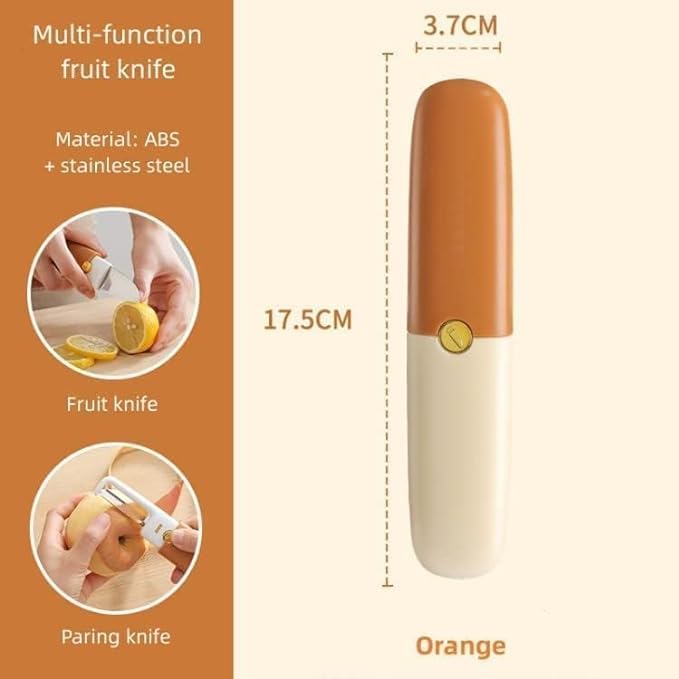 BHUMIKET MART BHUMIKET MART Pocket Knife Kitchen Knife Peeler Portable Knife for Fruit 2 in 1 Knife and Peeler for Kitchen Travel Knife with case Stainless Steel Bled Pack of 1 2 in 1  - Image 2
