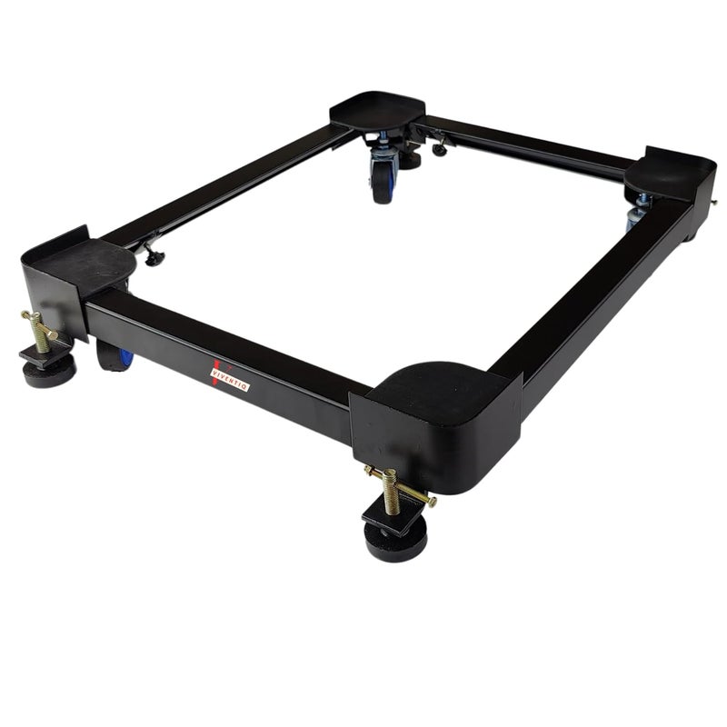 Viventiq Viventiq Washing Machine Stand in Black Colour Adjustable Metal Frame Trolley with Wheels 4 Anti Vibration Jackswith 165kg Load Cap for Fronttop Load Washing MachineFridgeDishwasher Stand  - Image 1