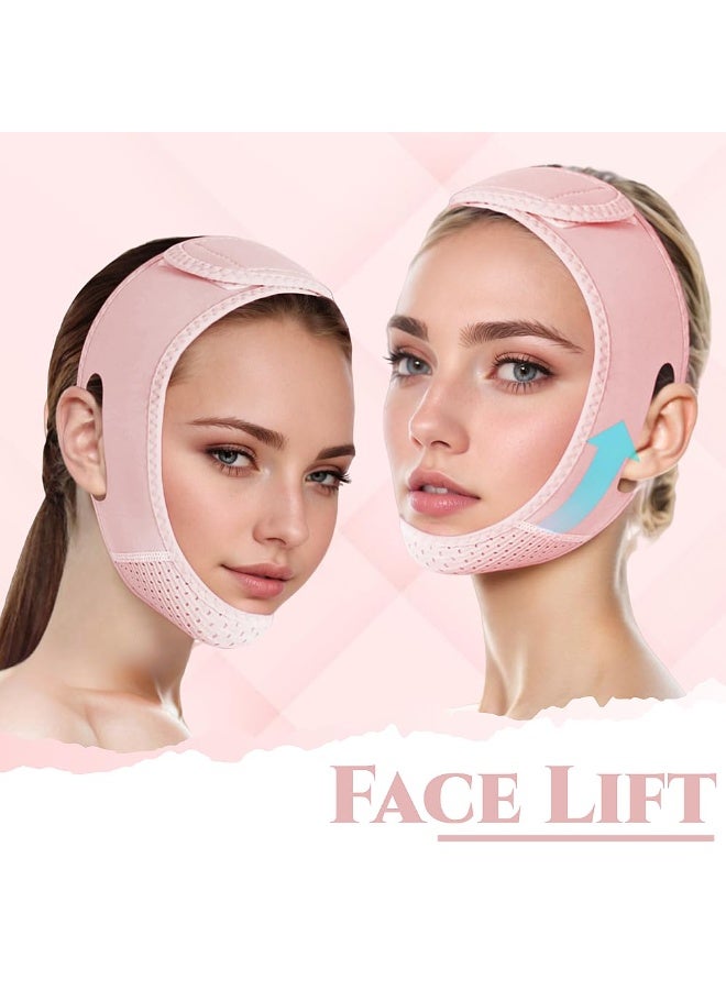 V Line Lifting Mask Chin strap for sleeping, V Line Lifting Mask for Women,Jaw Exerciser，Medium,LightPink - Image 2
