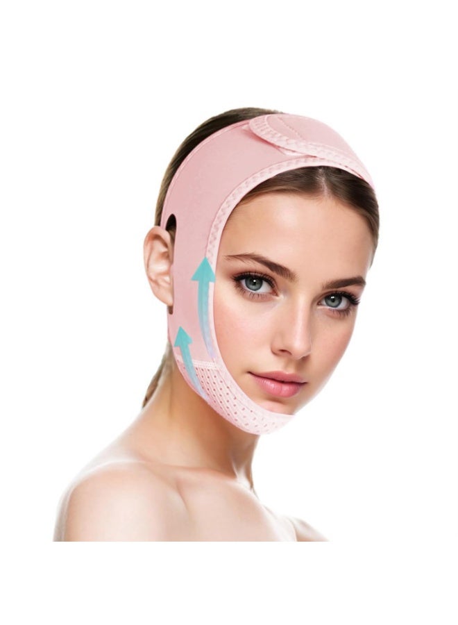 V Line Lifting Mask Chin strap for sleeping, V Line Lifting Mask for Women,Jaw Exerciser，Medium,LightPink - Image 1