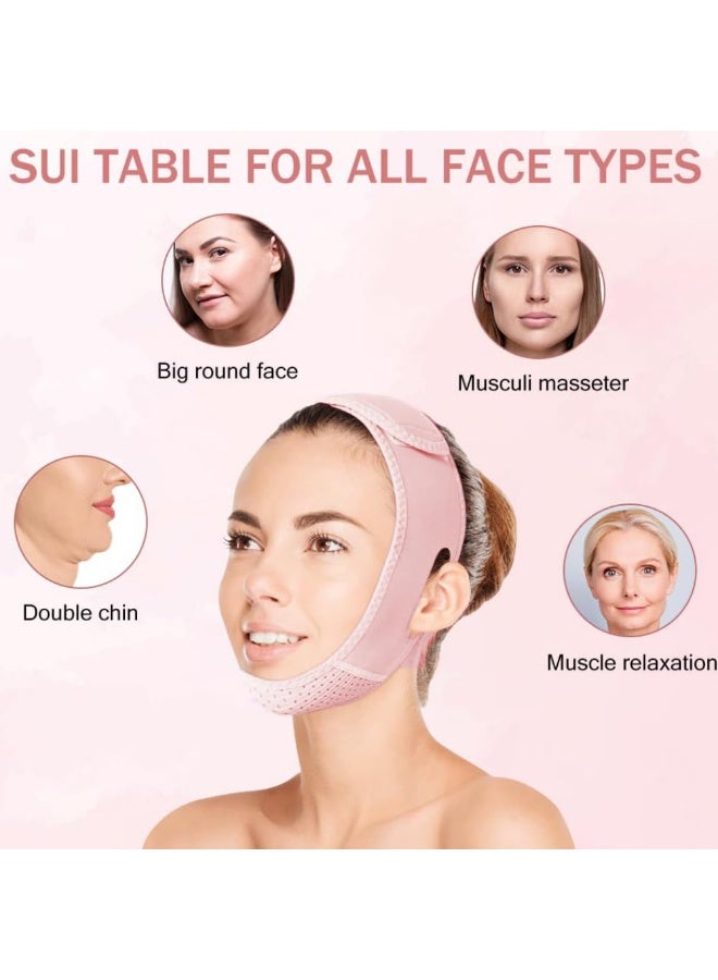 V Line Lifting Mask Chin strap for sleeping, V Line Lifting Mask for Women,Jaw Exerciser，Medium,LightPink - Image 4