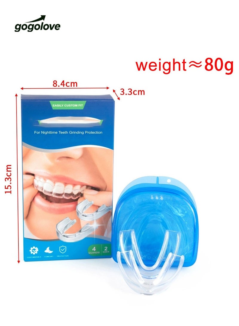 gogolove 4 mouthguards of 2 different sizes, 2 large and 2 small, for upgrading teeth clenching at night, for teeth grinding, plastic mouthguards to prevent teeth grinding and grinding, equipped with a travel case dental night mouthguard - Image 1
