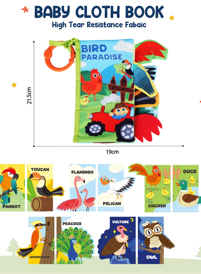 Animal World Nontoxic Fabric Soft Baby Cloth Books Early Education Toys Activity Crinkle Cloth Book for Toddler,Anti-fall and anti-bite， Infants and Kids Perfect for Baby Gift 0-12M - Image 1