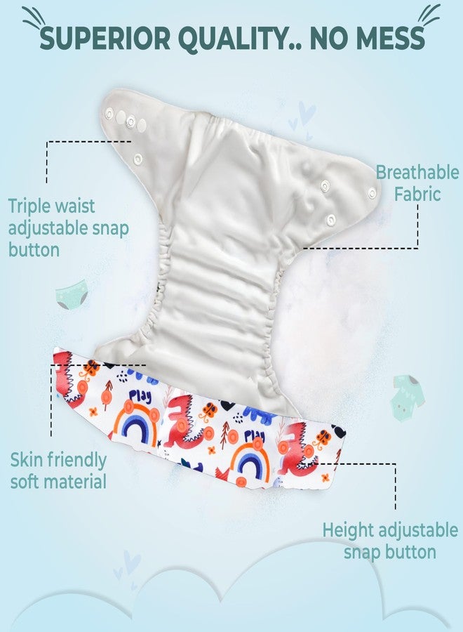 بيمبيكا حفاضات قماشية مطبوعة من بيمبيكا إيه بلس مع حشوات من الصوف القطبي - 4 طبقات للأطفال، حفاضات قماشية قابلة للغسل وإعادة الاستخدام للأطفال، مانعة للتسرب وغير مبللة، حفاضات قماشية قابلة للتعديل - (BE2681) - Image 5