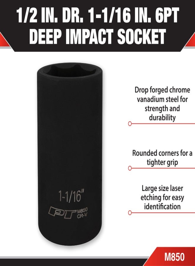 Performance Tool M850 1/2-Inch Drive Impact Socket, 1-1/16, High-Strength Chrome Vanadium Steel Construction for Heavy-Duty Applications - Image 2