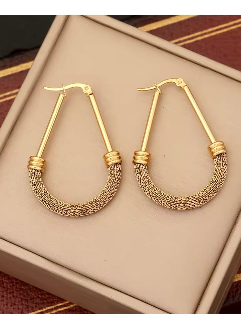 Equal Elegant Stainless Steel Gold Plated Earrings For Women - Image 1