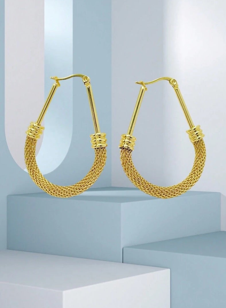 Equal Elegant Stainless Steel Gold Plated Earrings For Women - Image 4