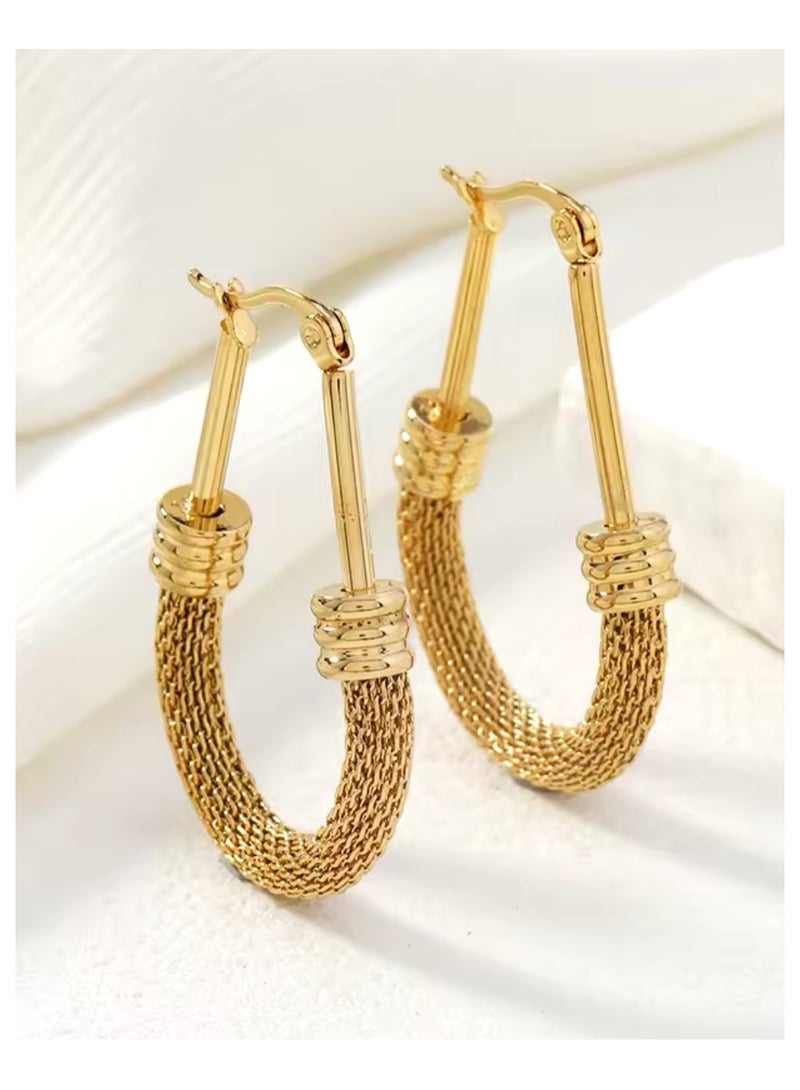 Equal Elegant Stainless Steel Gold Plated Earrings For Women - Image 2
