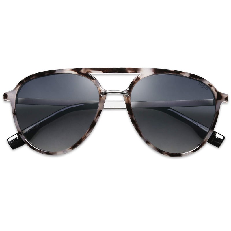 SOJOS Retro Aviator Polarized Sunglasses for Women Men Double Bridge Ladies Shades SJ2078 with Grey Tortoise Frame/Gradient Light Blue Lens - Image 2