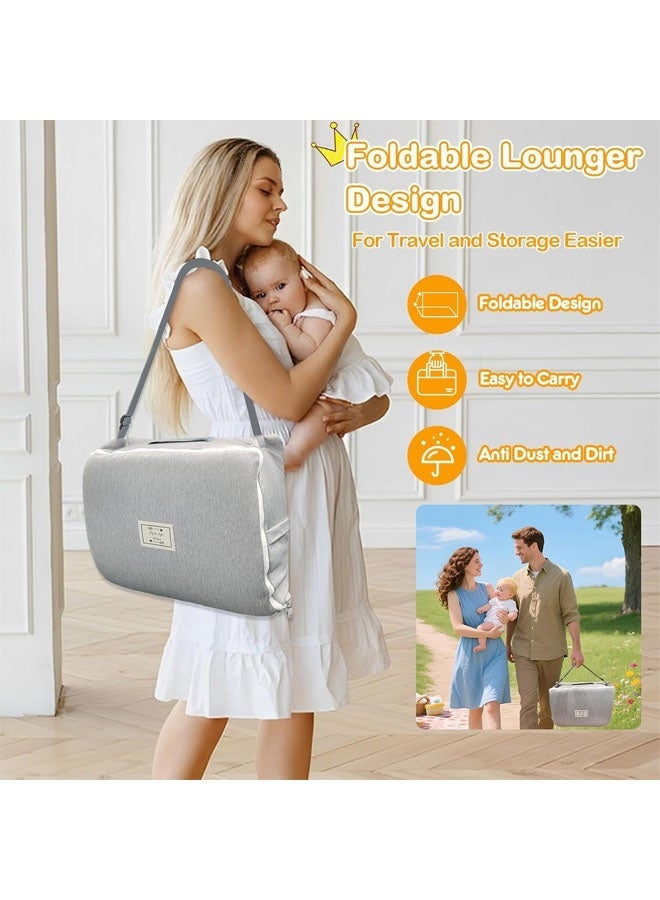 Baby Lounger with Strap,Portable Foldable Travel Lounger Machine Washable Lightweight Baby Nest,Hypoallergenic Sleep Crib，Breathable u0026 Comfortable 100% Cotton Baby Lounger Newborn Essentials for Newborn 0-24 Month,,Travel Baby Lounger for Infants Toddler - Indoor u0026 Outdoor Use - Image 5