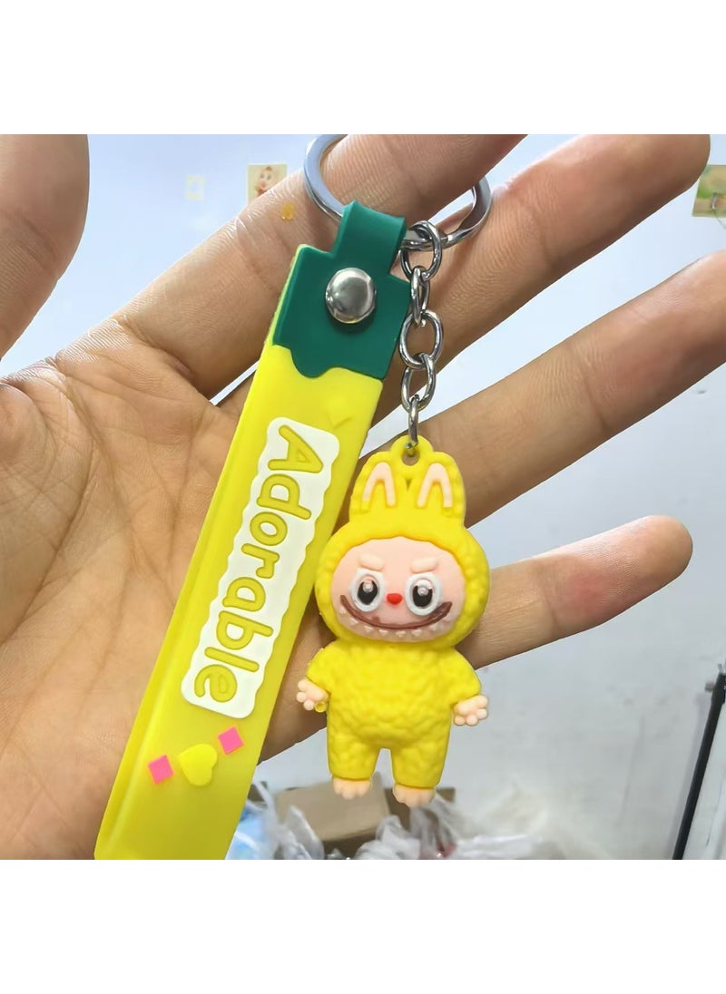 Labubu Cartoon Sheep Silicone Keychain Accessory Yellow-lab sheep 