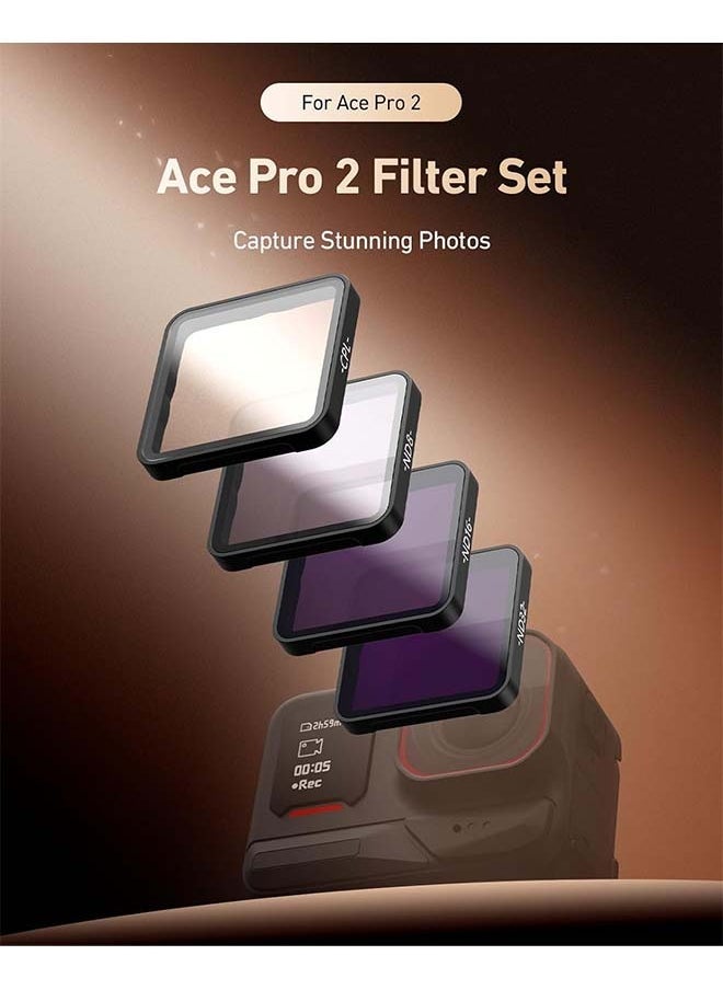 تيليسن مجموعة فلاتر TELESIN ND/CPL متوافقة مع Insta360 ACE PRO وACE PRO 2، عبوة من 4 فلاتر ND8 وND16 وND32 CPL مستقطبة ذات كثافة محايدة مع زجاج بصري عالي الدقة متعدد الطبقات/إطار من الألومنيوم لكاميرا الحركة  - Image 2