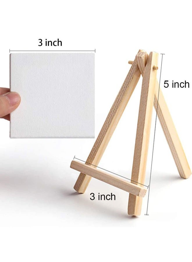 Tosnail Art_Easel 24 Pack 3" x 3" Mini Canvas and Easel Set, Tabletop Wooden Display Stand for Artist, Students, Adults, Kids Painting - Image 2