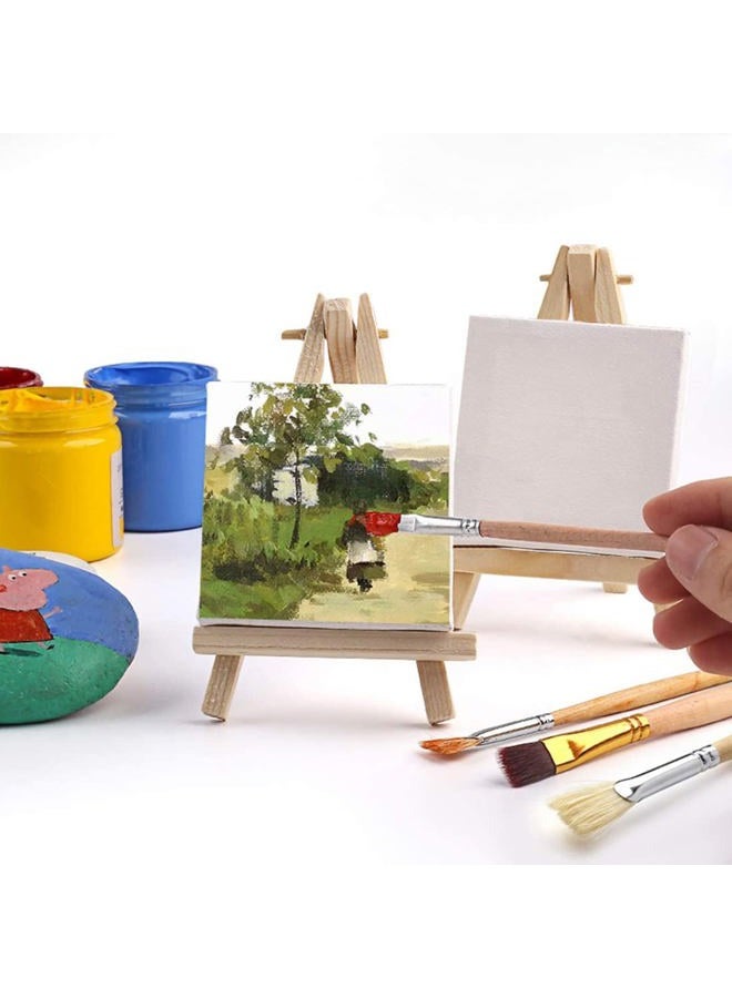 Tosnail Art_Easel 24 Pack 3" x 3" Mini Canvas and Easel Set, Tabletop Wooden Display Stand for Artist, Students, Adults, Kids Painting - Image 5