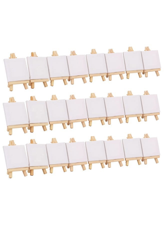 Tosnail Art_Easel 24 Pack 3" x 3" Mini Canvas and Easel Set, Tabletop Wooden Display Stand for Artist, Students, Adults, Kids Painting - Image 1