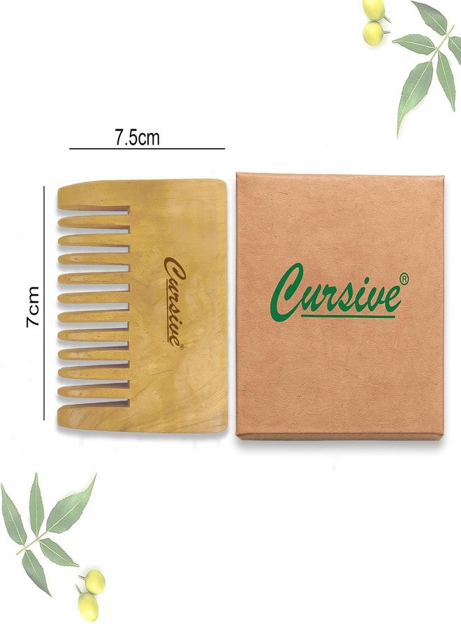 CURSIVE Neem Wood Wide-Toothed Beard Comb, Natural Wooden Grooming Tool | Kaachi Neem Wooden Comb for Blood Circulation & Hair Growth | avoid Hair Pulling, Static Electricity, Itchy Scalp & Oil Build-Up - Image 2