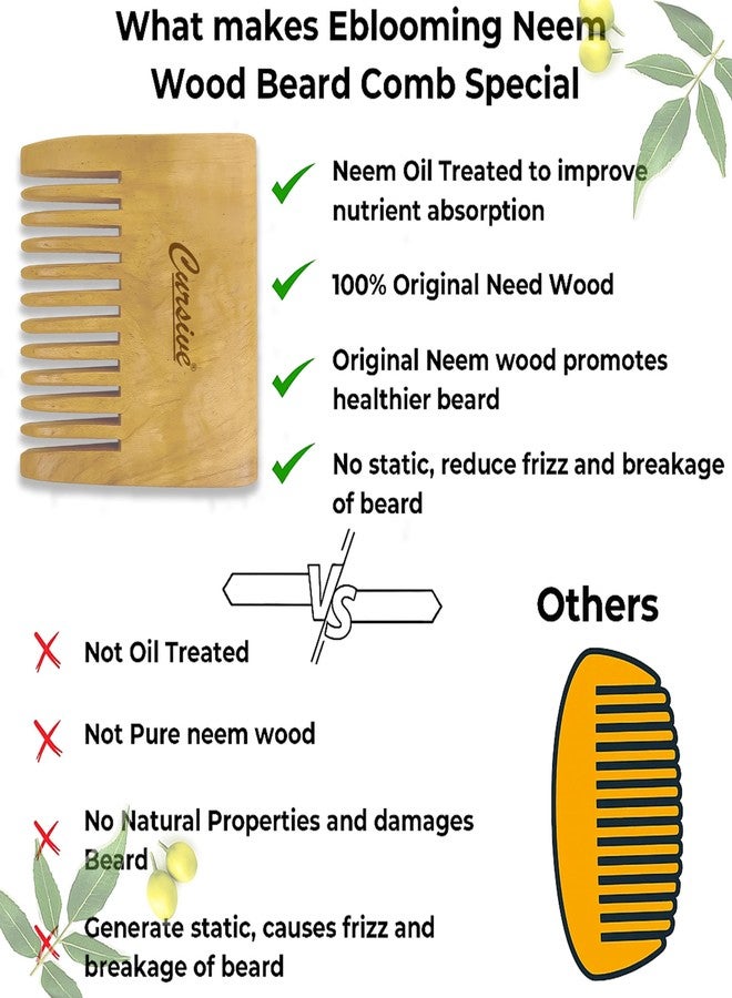 CURSIVE Neem Wood Wide-Toothed Beard Comb, Natural Wooden Grooming Tool | Kaachi Neem Wooden Comb for Blood Circulation & Hair Growth | avoid Hair Pulling, Static Electricity, Itchy Scalp & Oil Build-Up - Image 3