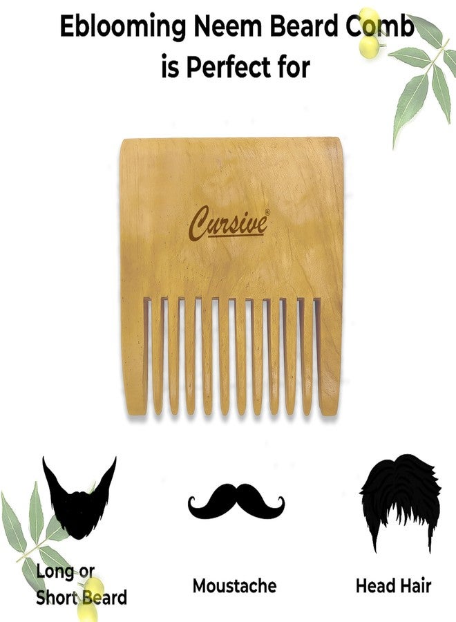 CURSIVE Neem Wood Wide-Toothed Beard Comb, Natural Wooden Grooming Tool | Kaachi Neem Wooden Comb for Blood Circulation & Hair Growth | avoid Hair Pulling, Static Electricity, Itchy Scalp & Oil Build-Up - Image 4