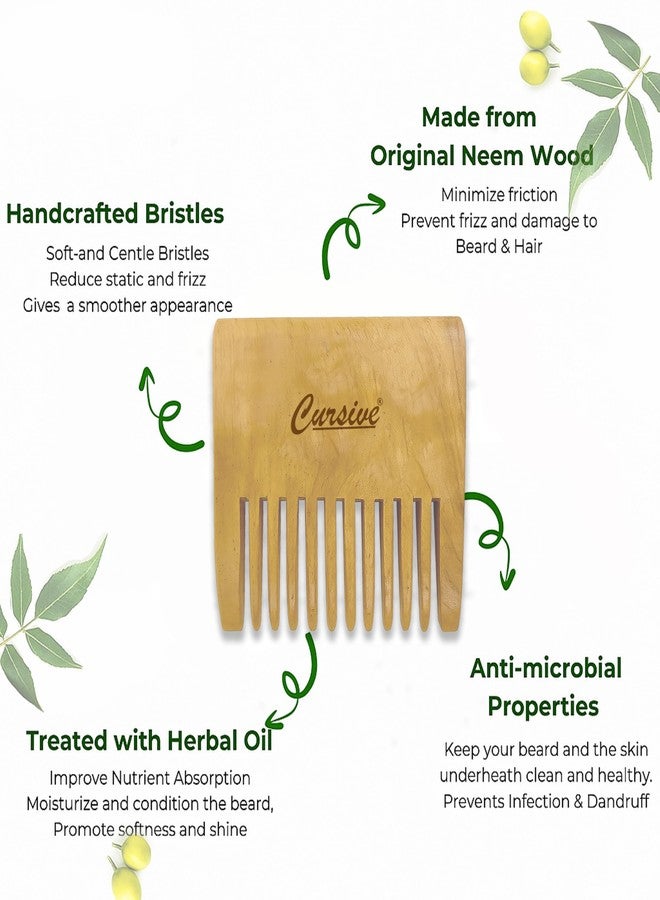CURSIVE Neem Wood Wide-Toothed Beard Comb, Natural Wooden Grooming Tool | Kaachi Neem Wooden Comb for Blood Circulation & Hair Growth | avoid Hair Pulling, Static Electricity, Itchy Scalp & Oil Build-Up - Image 5