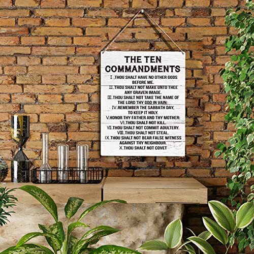 YCYD Inspirational Ten Commandments Wall Art10 Commandments Wall Decor Poster Christian Bible Verse Wall Art Religious Home Decor Rustic Wooden Hanging Sign for Living Room Bedroom Office 10x8 IN - Image 3
