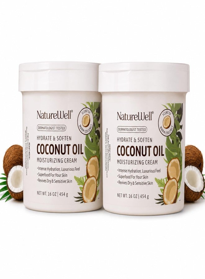 NATURE WELL Coconut Oil Moisturizing Cream for Dry Skin - Deep Hydration Lotion for Face, Body & Hands, Spa Quality Skincare, Softens & Smooths, Non-Greasy, Fast Absorbing, Scented, 16 Oz (Pack of 2) - Image 1