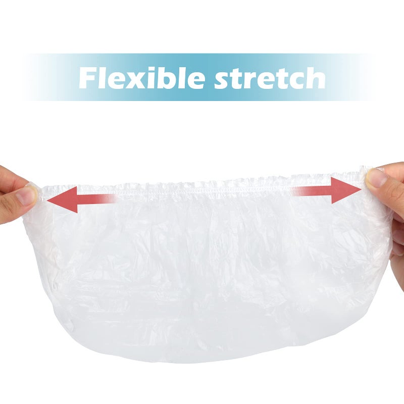 G2PLUS 100PCS Disposable Shower Caps - 44CM Plastic Elastic Bath Cap - Waterproof Hair Caps for Home Use, Hotel, Spa, and Hair Salon - Image 2