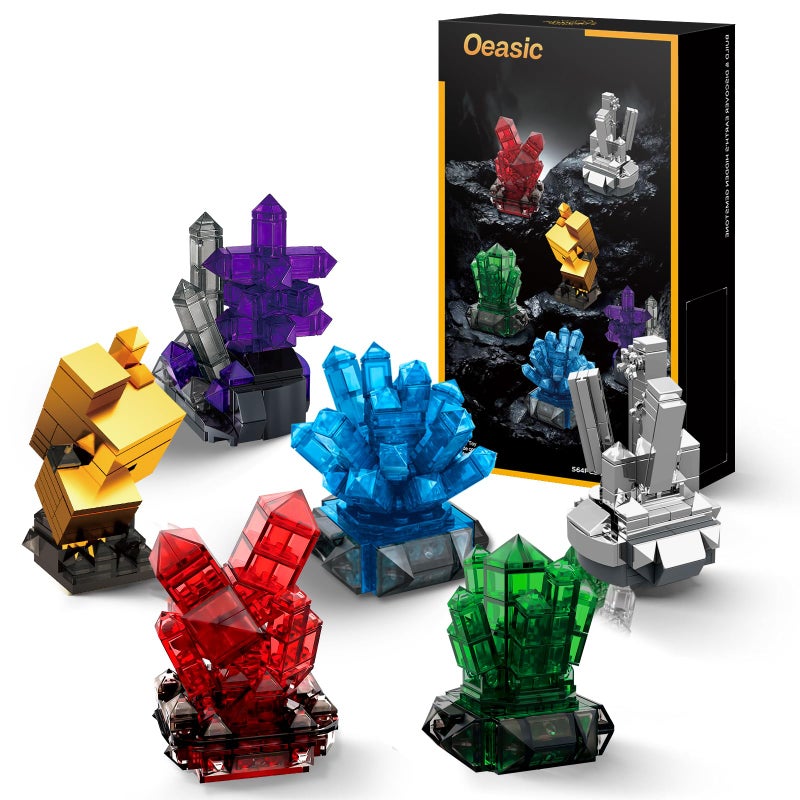 Oeasic Geology Crystal Building Set for Adults 564PCS Model Collection Kit with 6 Minerals Elegant Home Office Decoration Creative Desk Display Thoughtful Gift for Men and Women - Image 3