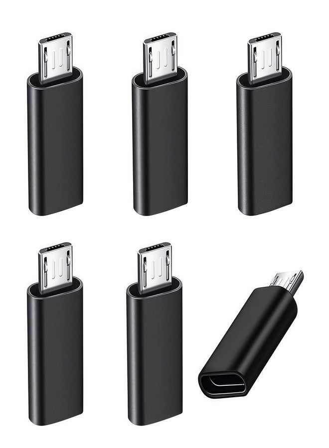 TFAK 6Pack Micro USB to USBC Adapter, Type C Female to Micro USB Male Convert Connector Support Charge Data Sync Compatible with Nexus 5 6 Samsung Galaxy S7 S7 Edge, and More Devices (Black) - Image 1
