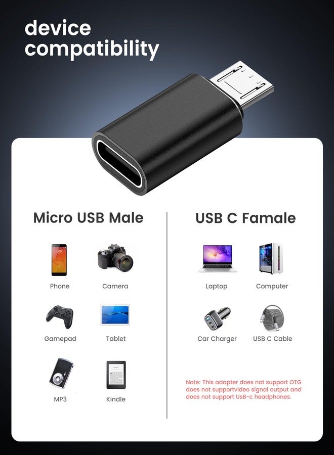 TFAK 6Pack Micro USB to USBC Adapter, Type C Female to Micro USB Male Convert Connector Support Charge Data Sync Compatible with Nexus 5 6 Samsung Galaxy S7 S7 Edge, and More Devices (Black) - Image 5
