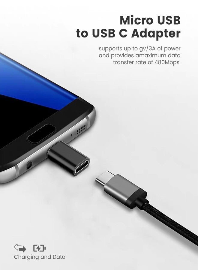 TFAK 6Pack Micro USB to USBC Adapter, Type C Female to Micro USB Male Convert Connector Support Charge Data Sync Compatible with Nexus 5 6 Samsung Galaxy S7 S7 Edge, and More Devices (Black) - Image 2