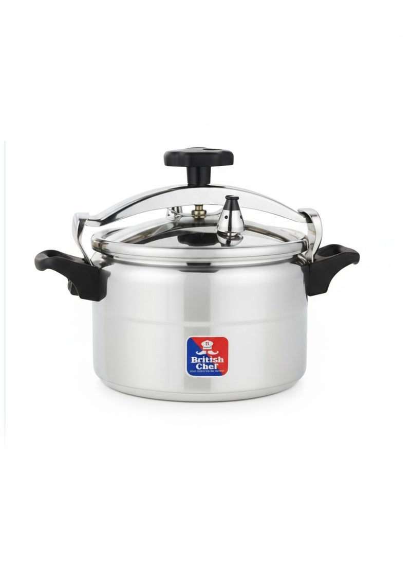 British Chef Aluminum Arabic Pressure Cooker, Induction Base Pressure Pot, High Quality Arabic Cooker With Durable Body and Lid Available Sizes 3L/ 5L/ 7L/ 9L/ 11L/ 15L - Silver - Image 1