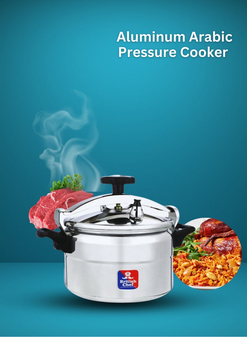 British Chef Aluminum Arabic Pressure Cooker, Induction Base Pressure Pot, High Quality Arabic Cooker With Durable Body and Lid Available Sizes 3L/ 5L/ 7L/ 9L/ 11L/ 15L - Silver - Image 3