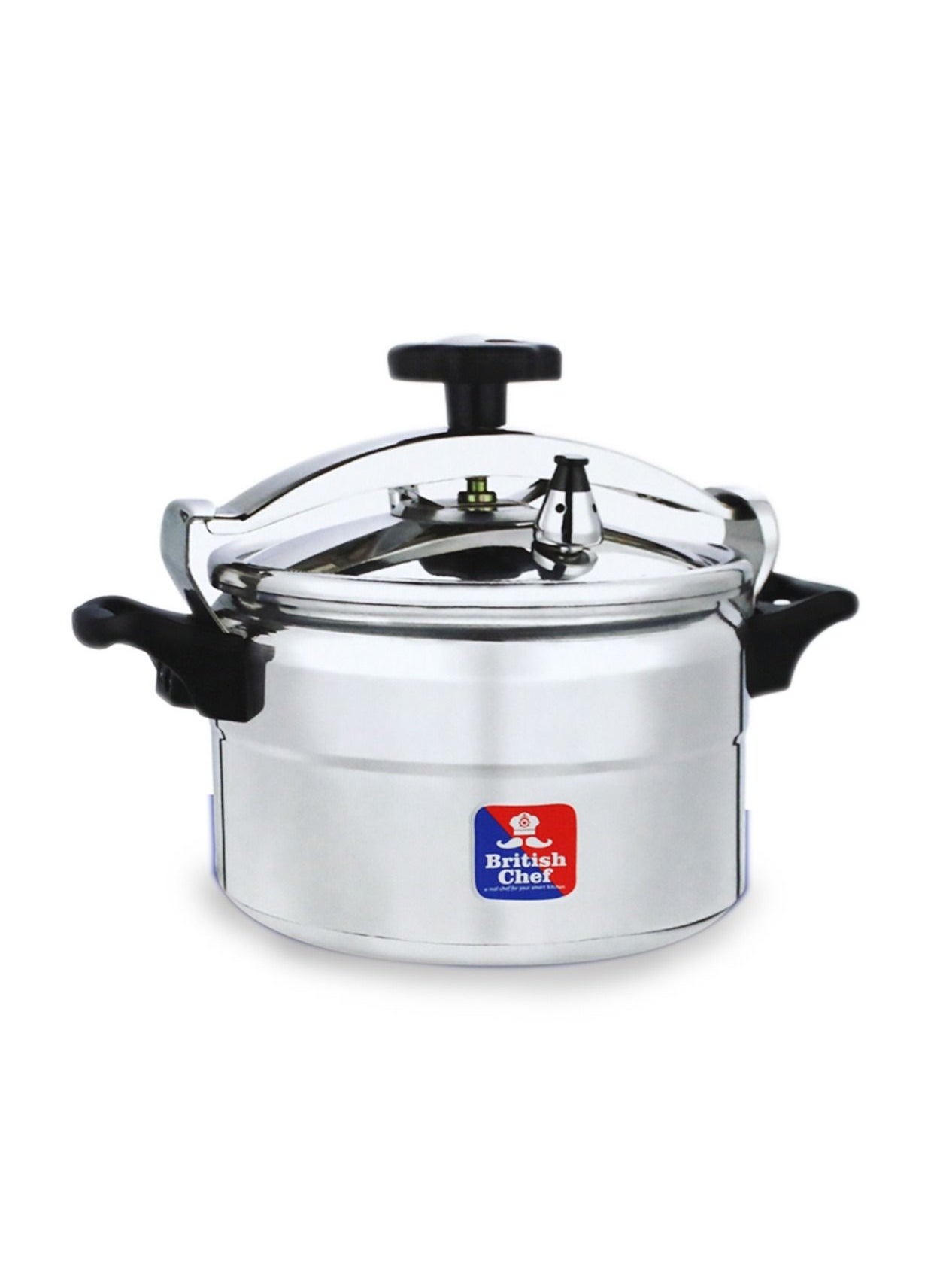 British Chef 9Liters High-Quality Aluminum Pressure Cooker with Durable Body and Lid Sizes Silver 