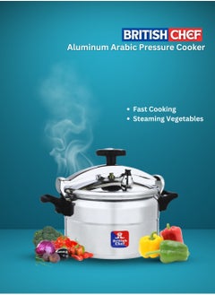 British Chef Aluminum Arabic Pressure Cooker, Induction Base Pressure Pot, High Quality Arabic Cooker With Durable Body and Lid Available Sizes 5L 7L 9L 11L 15L - Silver  - Image 4