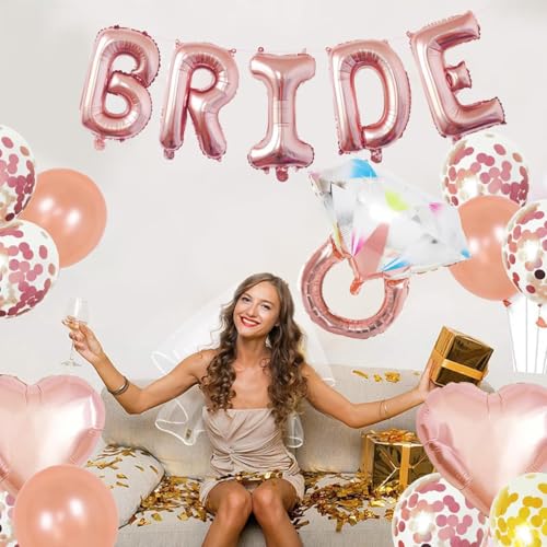 EFAILY Bachelorette Party Decorations - Rose Gold Bridal Shower Party Decor and Supplies Kit Bride To Be Sash, Veil, Temporary Tattoos, Confetti Balloons Pack Fringe Curtain. - Image 4