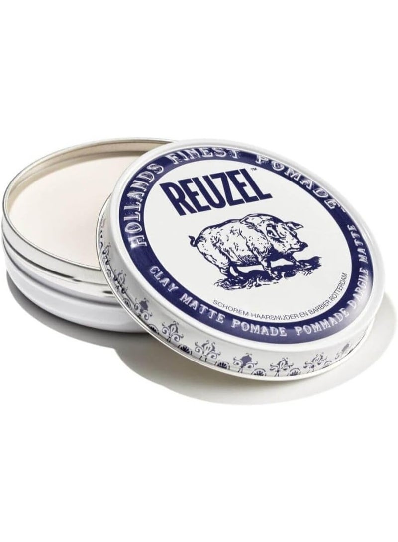 رويزل بوميد الشعر REUZEL Clay Matte Pomade ‏35 جم بثبات قوي ولمسة مطفية لتصفيف شعر الرجال - Image 1