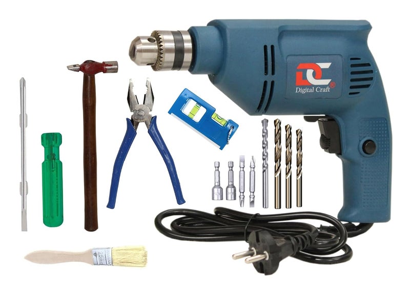 Digital Craft Electric Drilling Tool Multifunction Household Hand Drill Machine Highpower Pistol Drill Electric Reversible Drill Machine 10MMMini Pocket Level4 Utility Tools - Image 1