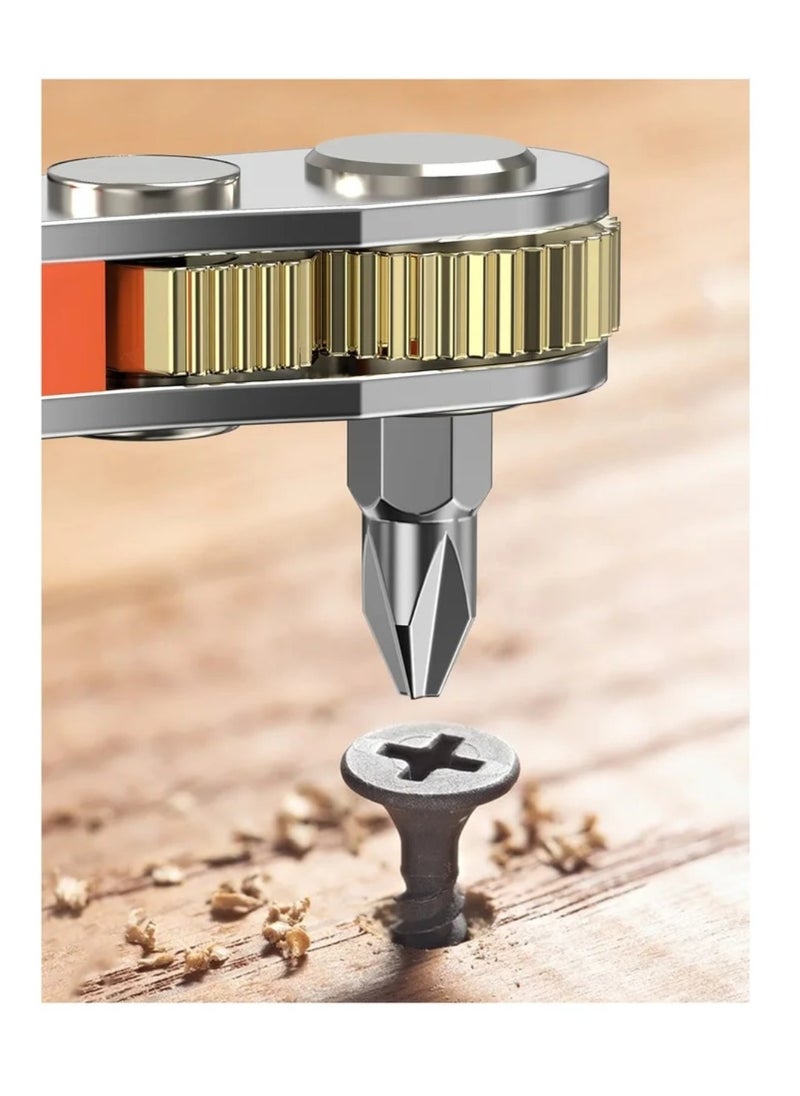 Generic Right Angle Magnetic Screwdriver, for Awkward Spaces, Ancable 1/4” PH2 Mini Ratchet Wrench, 1/4 Inch Drive High Torque Offset Reversible Mini Ratcheting Offset Screwdriver, for Tight Areas  - Image 4