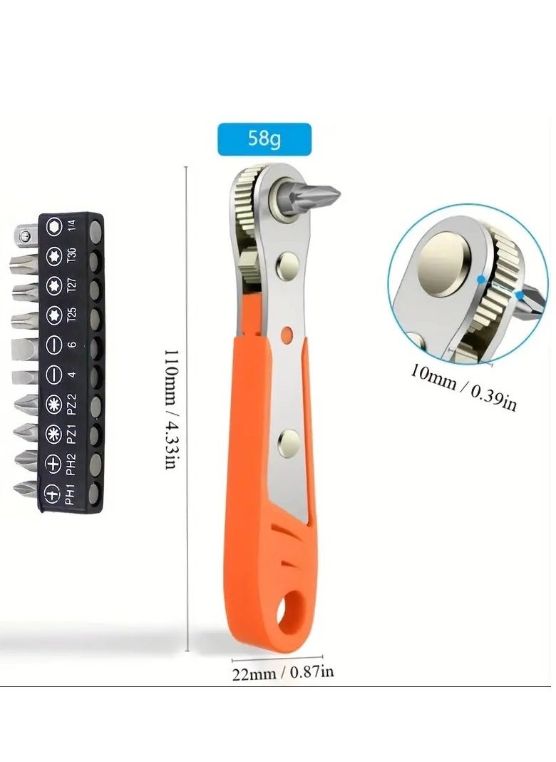 Generic - Right Angle Magnetic Screwdriver, for Awkward Spaces, Ancable 1/4” PH2 Mini Ratchet Wrench, 1/4 Inch Drive High Torque Offset Reversible Mini Ratcheting Offset Screwdriver, for Tight Areas - Image 1