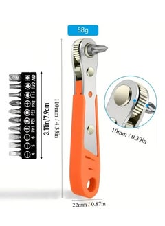 Right Angle Magnetic Screwdriver, for Awkward Spaces, Ancable 1/4” PH2 Mini Ratchet Wrench, 1/4 Inch Drive High Torque Offset Reversible Mini Ratcheting Offset Screwdriver, for Tight Areas