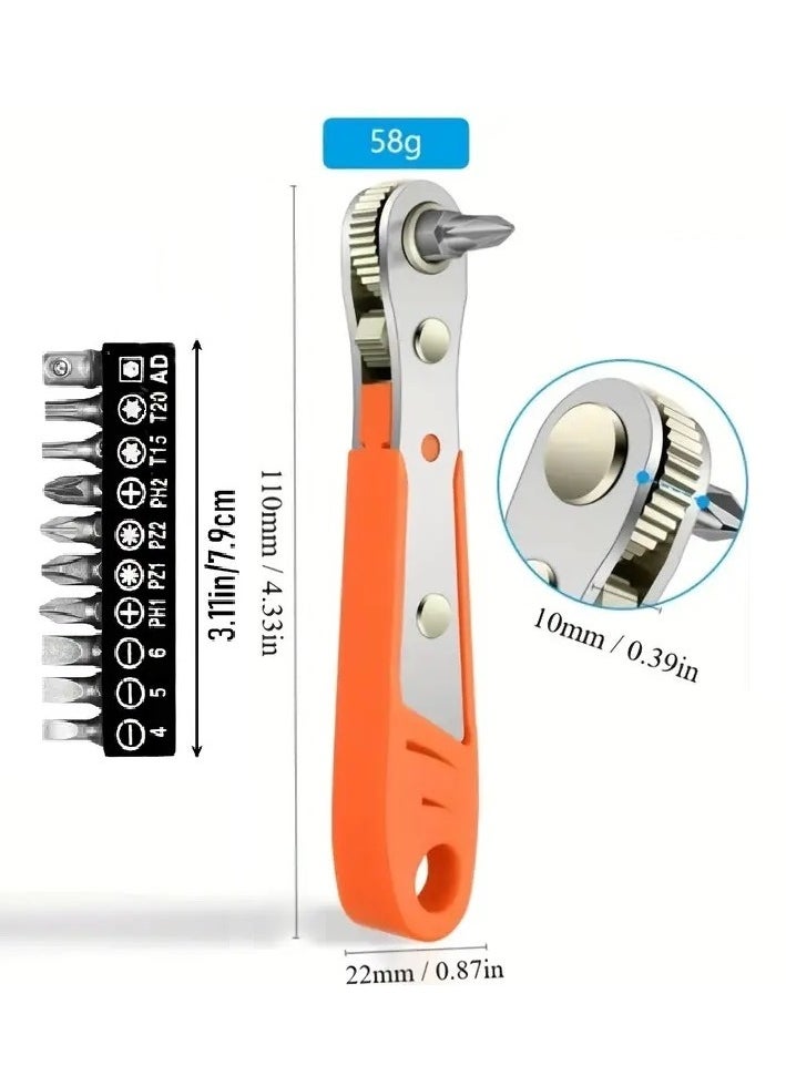Generic Right Angle Magnetic Screwdriver, for Awkward Spaces, Ancable 1/4” PH2 Mini Ratchet Wrench, 1/4 Inch Drive High Torque Offset Reversible Mini Ratcheting Offset Screwdriver, for Tight Areas  - Image 1